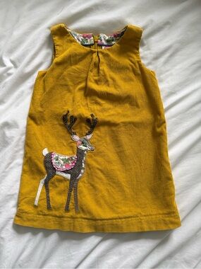 🦌 Mini Boden Corduroy Dress with Deer Appliqué